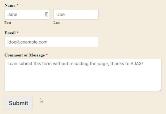 contact form with ajax